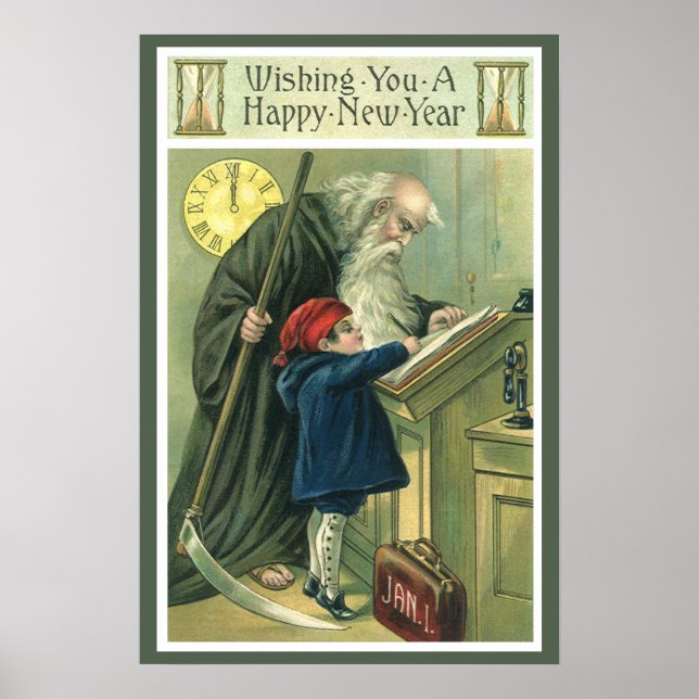 Pater Time wünscht Ihnen ein glückliches neues Jah Poster (Vorne)