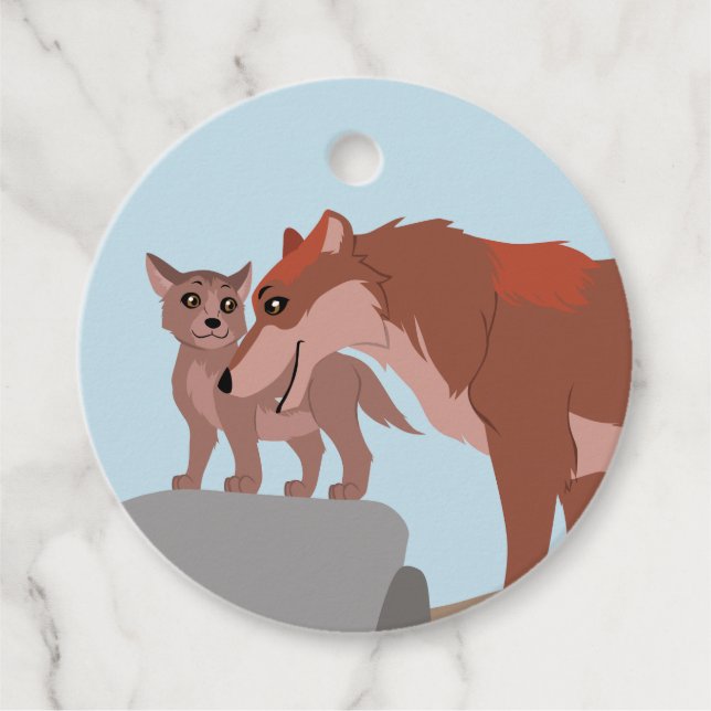 Pater Wolf und Pup Geschenkanhänger (Vorderseite)