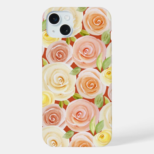 Paternierte Rose iPhone 15 Plus Hülle (Rückseite)