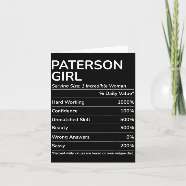 Paterson Girl Funny New Jersey Hometown  Karte (Vorderseite)