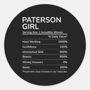 Paterson-Mädchen Lustig New Jersey Heimatstadt Runder Aufkleber
