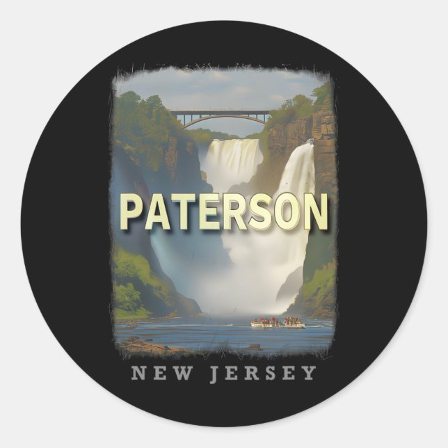Paterson New Jersey Nj Waterfall Wonderland Sd617  Runder Aufkleber (Vorderseite)