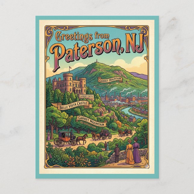 Paterson NJ Lambert Castle Garret Mountain wird zu Postkarte (Vorderseite)