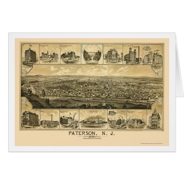 Paterson, NJ panoramische Karte - 1880 (Vorderseite (Horizontal))