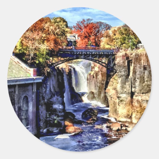 Paterson NJ - Paterson Great Falls Runder Aufkleber (Vorderseite)
