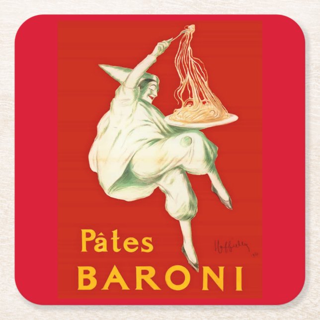 Pates Baroni Cappiello Vintage Werbung Rechteckiger Pappuntersetzer (Vorderseite)