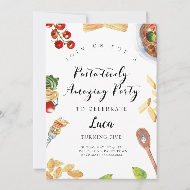 Pâtes Dîner Italien Invitation Anniversaire (Devant)