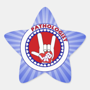 PATHOLOGIST LOGO ROUND ASL I LIEBE LABRADOR Stern-Aufkleber