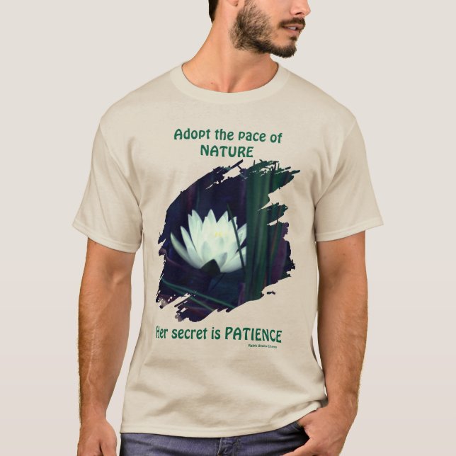 Patience Emerson Inspirational Quote Lotus  T-Shirt (Vorderseite)