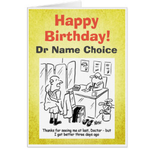 Patient avec un médecin. Carte d'anniversaire du m