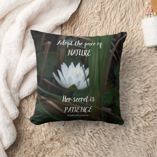 Patient Emerson Inspiration Zitat Lotus Kissen (Decke)