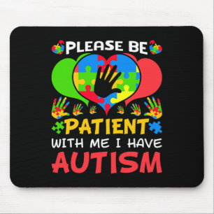 Patient Me Herz farbenfrohe Puzzle Ich habe Autism Mousepad