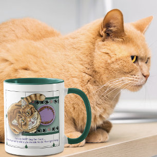 Patient Orange Lustige Katze Futter Humor Grün Wei Tasse