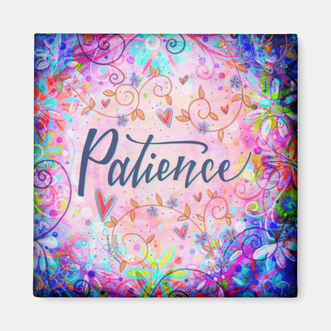 Patient Pink Floral Trendy Whimsical Inspirierend Magnet (Vorne)