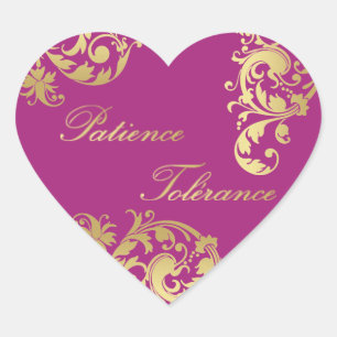 Patient Tolérance - Fuschia & Gold Blumenaufkleber Herz-Aufkleber