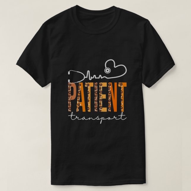 Patienten Transport Leopard Heartbeat T-Shirt (Design vorne)