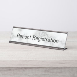 Patientenregistrierung Elegante Imitate Weißer Mar Schreibtischnamensplakette