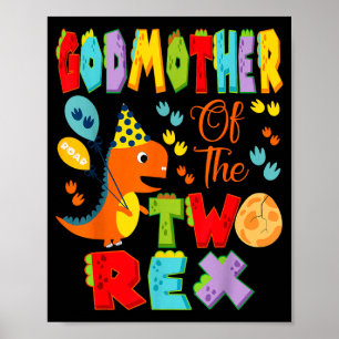 Patin des Zwei Rex zum 2. Geburtstag Dinosaurier Poster