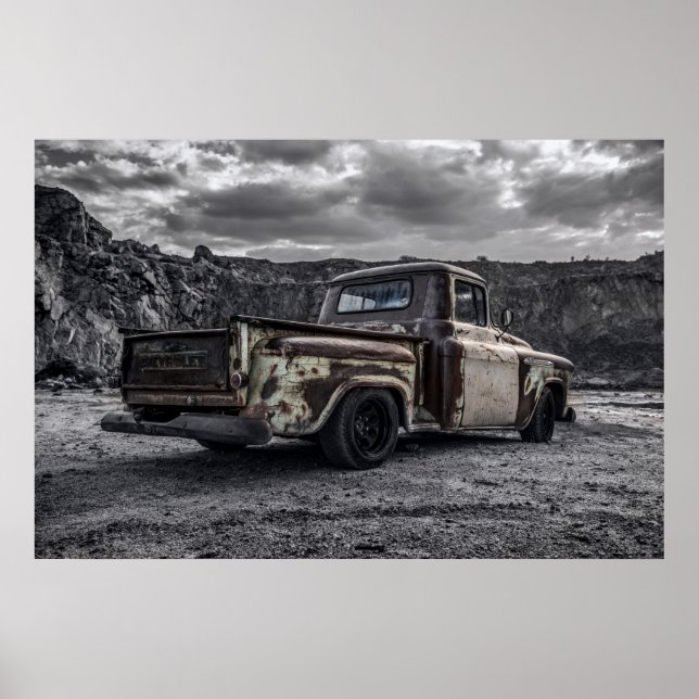 Patina 1956 Chevrolet C10 maßgeschneiderter Abholw Poster (Vorne)