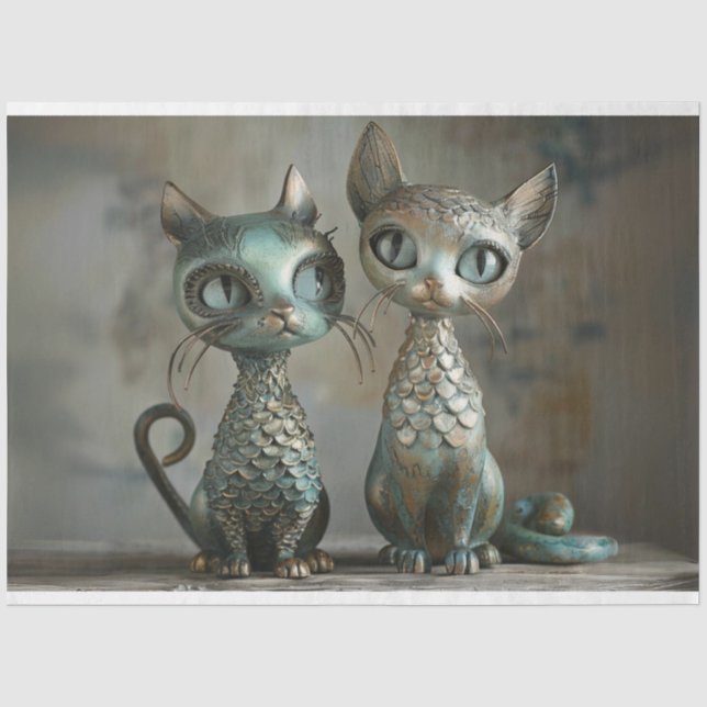 Patina beendet 2 Cats Decoupage Seidenpapier (Vorderseite)