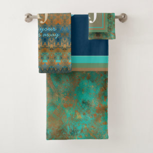 Patina - bleu turquoise rouille texte personnalis