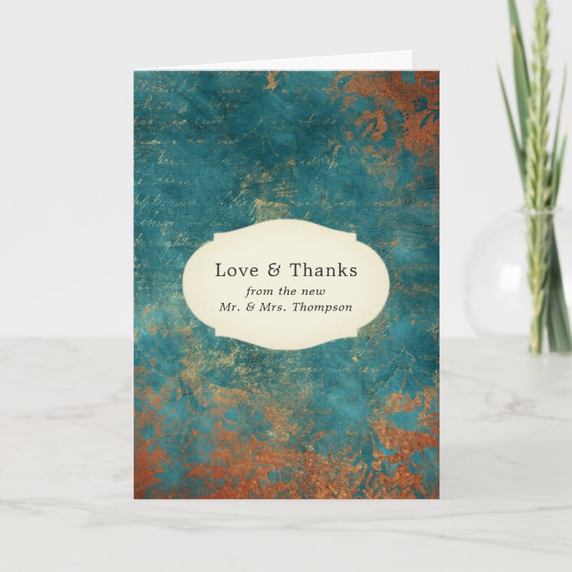 Patina de cuivre de Grunge et Carte de remerciemen (Devant)