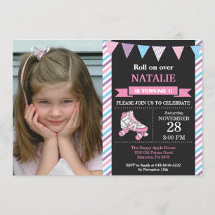 Patinage à rouleaux Invitation Anniversaire Fête d