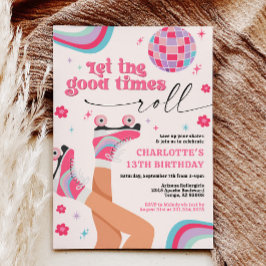 Patinage à rouleaux Invitation Anniversaire Retro 