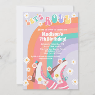 Patinage à rouleaux super Rétro Invitations d'anni