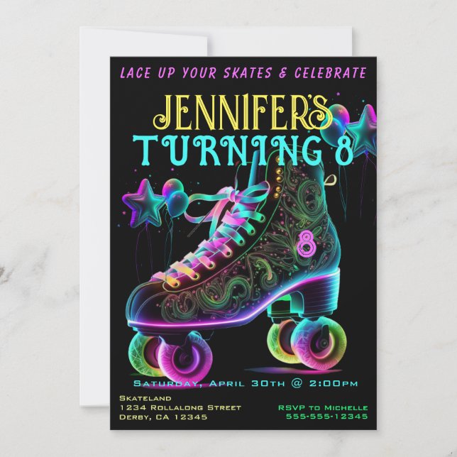 Patinage Anniversaire Fête Invitation (Devant)