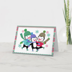 Patinage Penguins Carte de voeux de vacances