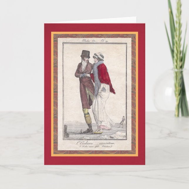 Patinage romantique sur glace Cartes de Noël de st (Devant)