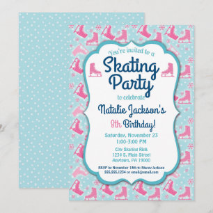 Patinage sur glace Anniversaire Invitation Filles
