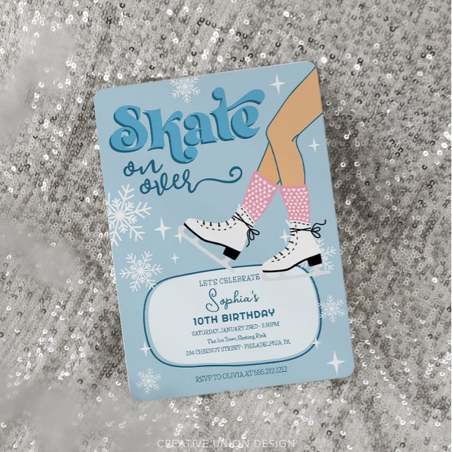 Patinage sur glace Anniversaire Invitation Patinag (Créateur téléchargé)