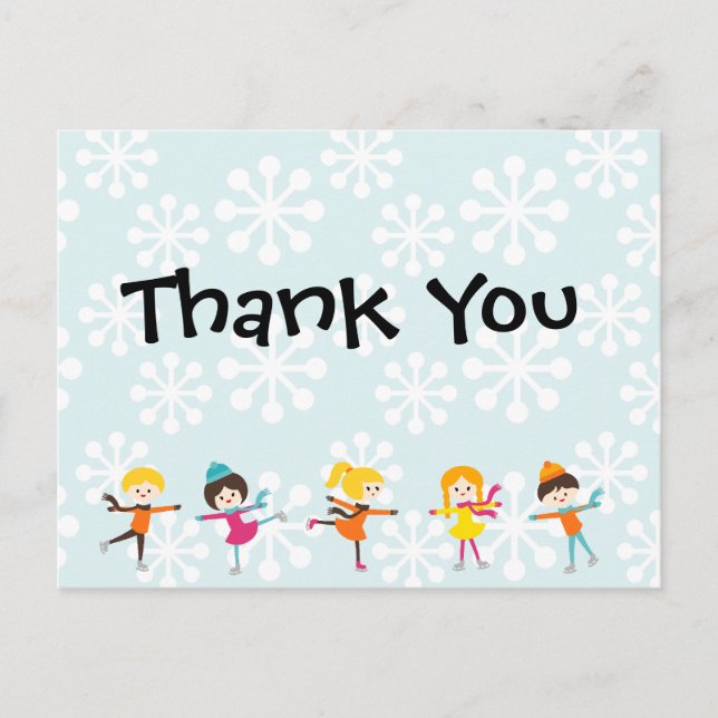 Patinage sur glace Anniversaire Merci Carte postal (Devant)