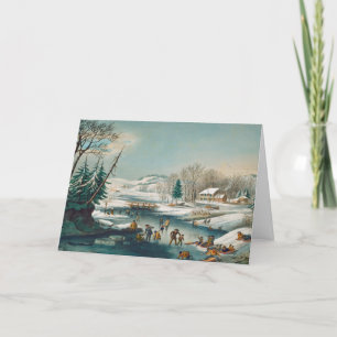 Patinage sur glace hiver vintage Cartes de Noël