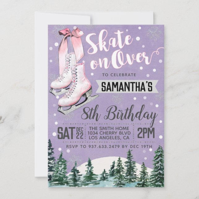 Patinage sur glace Invitation Anniversaire (Devant)