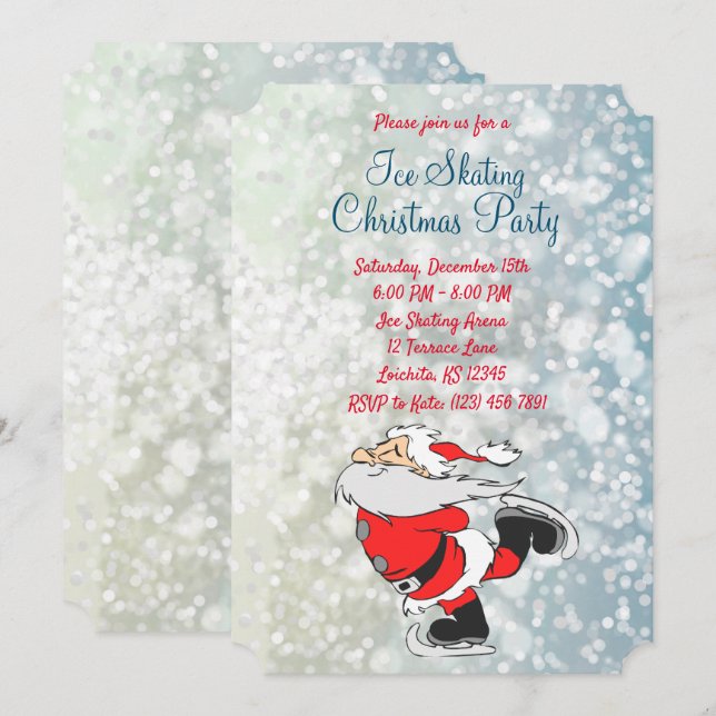 Patinage sur glace pour enfants Invitation de la f (Devant / Derrière)