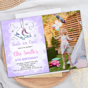 Patinage sur glace violet Invitations Anniversaire