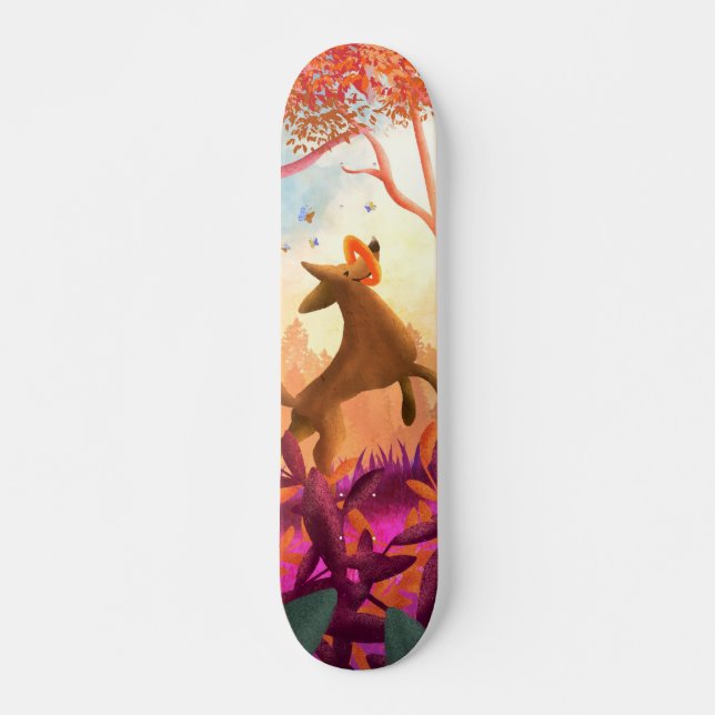 Patineta Dibujo De Perro Marrón En El Bosque  Skateboard (Vorne)