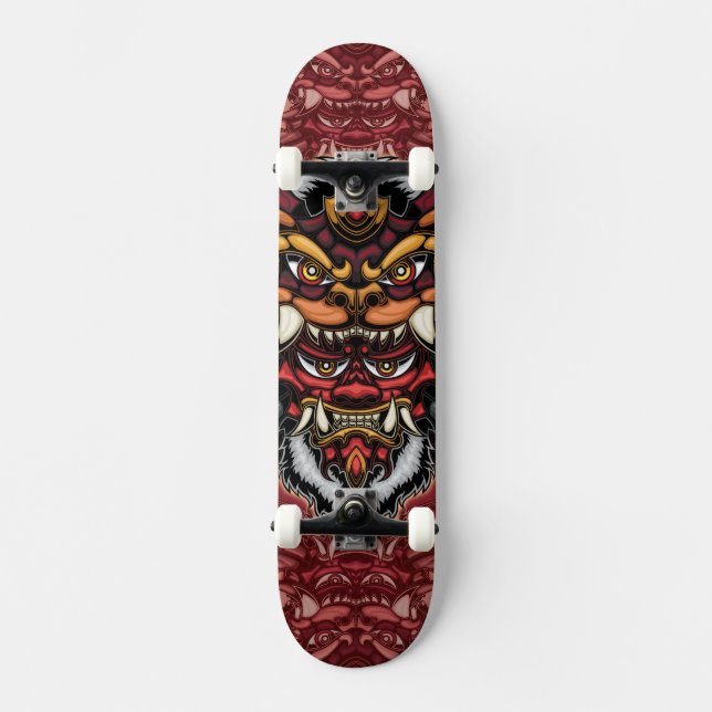 Patineta Máscara guerrero Leon Skateboard (Vorderseite)