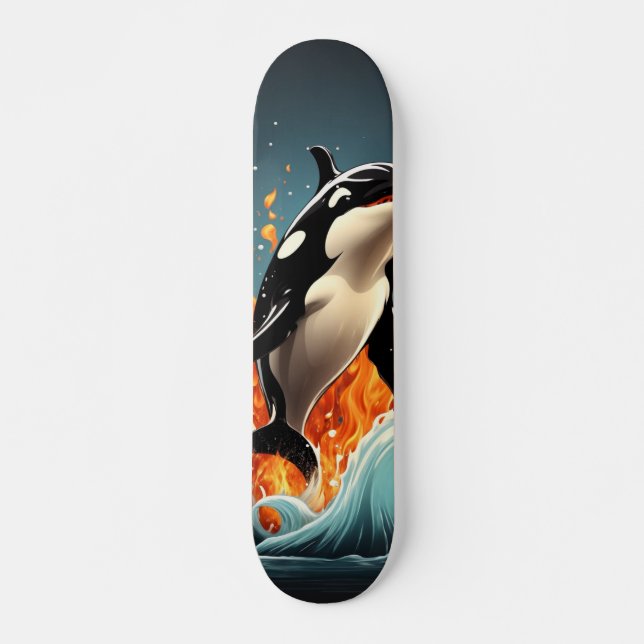 Patineta Poderoso Pez Orca Saltando Del Agua Skateboard (Vorne)