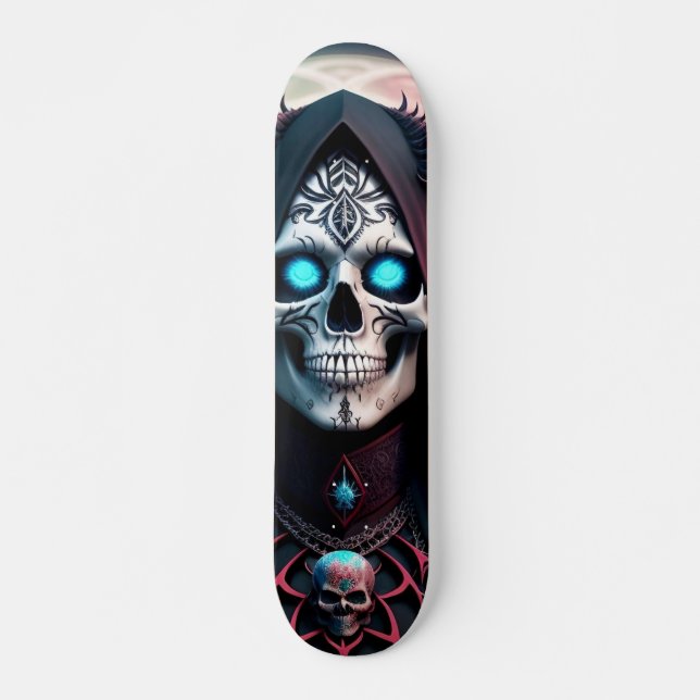 Patineta Terrorífico Ser Con Cráneo Tatuado  Skateboard (Vorne)