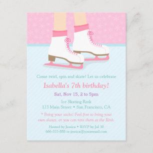 Patinoire de patinage filles Invitations de fête d