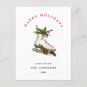 Patins à glace avec verdure Carte de vacances non 