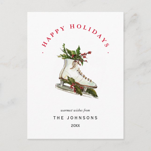 Patins à glace avec verdure Carte de vacances non  (Devant)