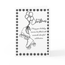 "Patins à rouleaux - Carte de Noël minimaliste mod