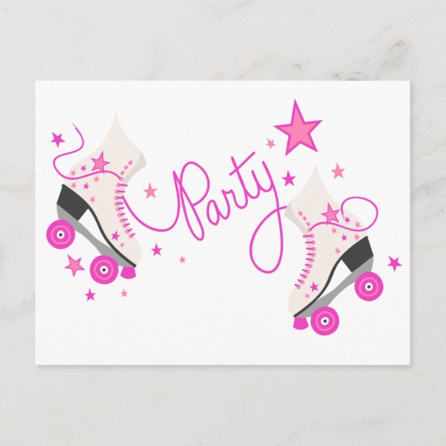 Patins à rouleaux rose Carte postale Anniversaire (Devant)