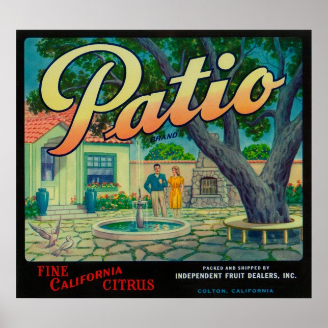 Patio Orange LabelColton, CA Poster (Vorne)