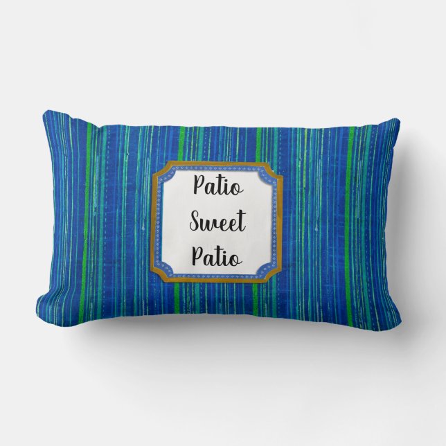 Patio Sweet Patio Blue Green Streifen individuell  Lendenkissen (Vorderseite)